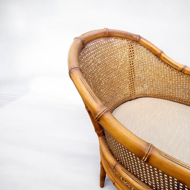 Mid-Century Modern Hollywood Regency Faux Bamboo Cane Lounge Chair, 1950s For Sale - Image 16 of 17