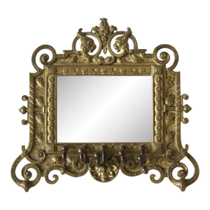 Early 20th Century Gilt Brass Rococo Vanity Mirror Key Holder