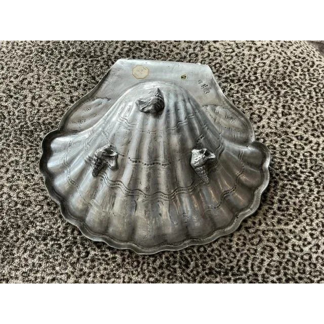 English Vintage Pewter Shell Bowl For Sale - Image 3 of 6