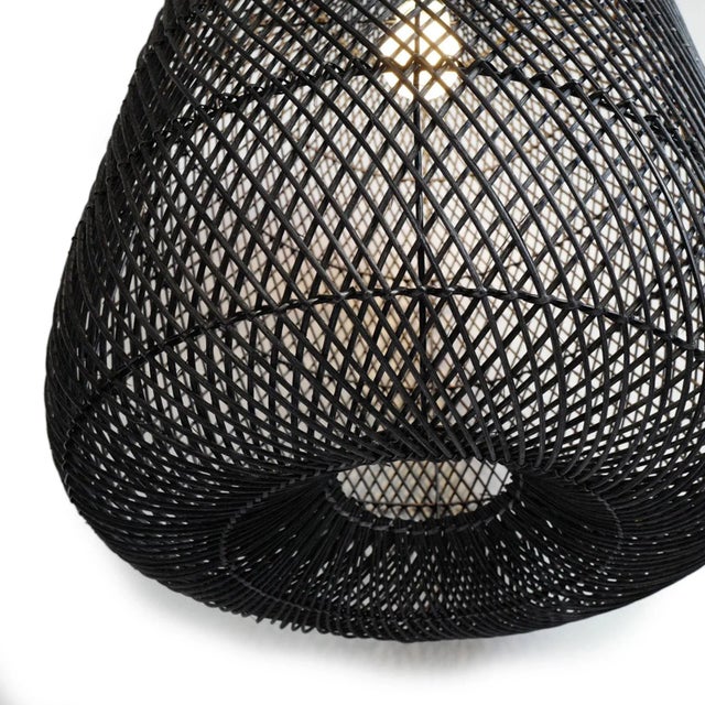 Contemporary Black Wicker Bottle Pendant Light Large For Sale - Image 3 of 7
