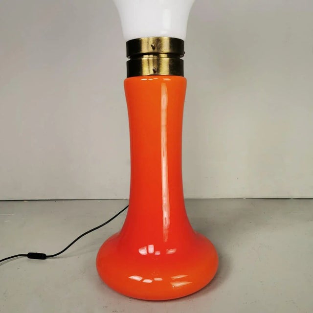 White and Orange Glass Lamp by Birille Nason for Mazzega, 1970s For Sale - Image 3 of 5