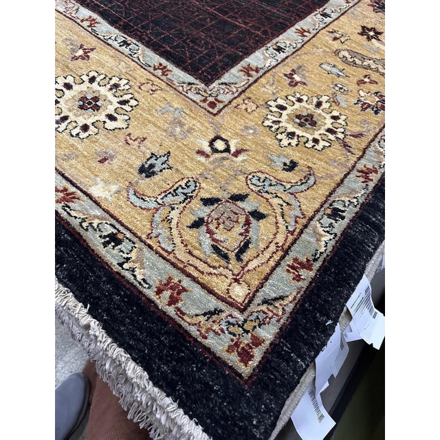 Contemporary 9 X 12 Handmade Peshawar Wool Rug in Charcoal Color With Geometric Pattern For Sale - Image 3 of 5