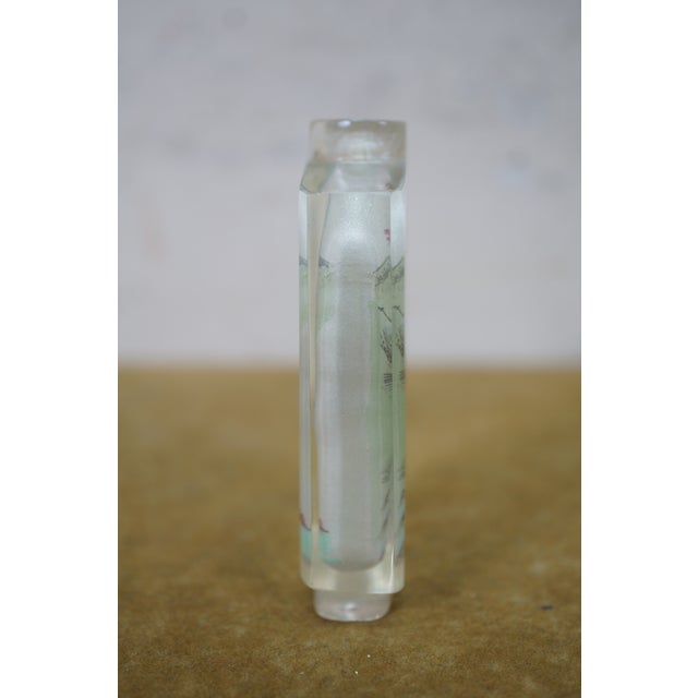 Transparent Antique Chinese Chinoiserie Reverse Painted Tobacco Snuff Bottle 3.5" For Sale - Image 8 of 16