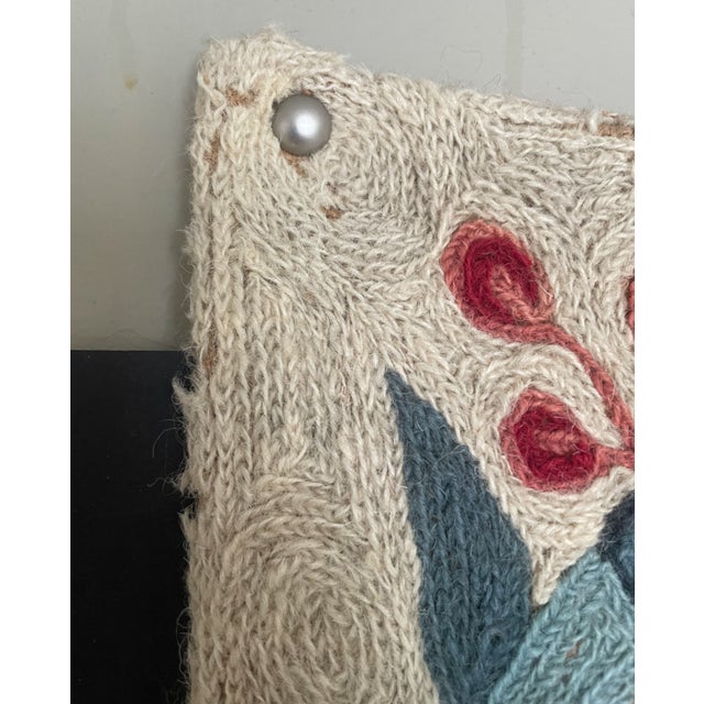 Vintage Mid Century Modern South American Wool Tapestry Chupacabra Demon Animal Wall Art Textile Hanging 2x3' For Sale In Kansas City - Image 6 of 10