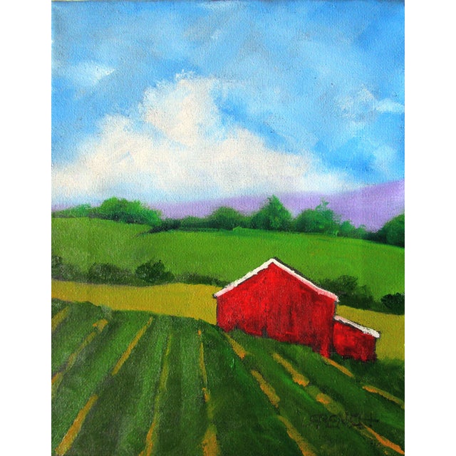 Impressionist California Plein Air Salinas Farm Red Barn Painitng