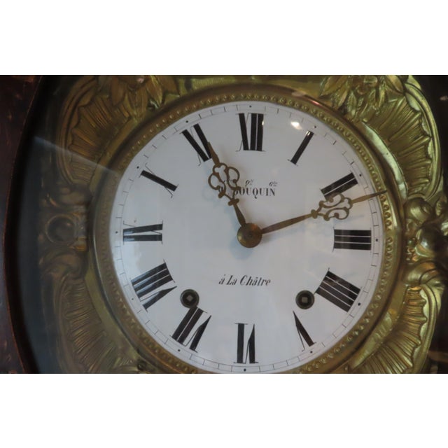 Wood H Bouquin Gorgeous French Grandfather Clock With Hand Painted Florals For Sale - Image 7 of 10