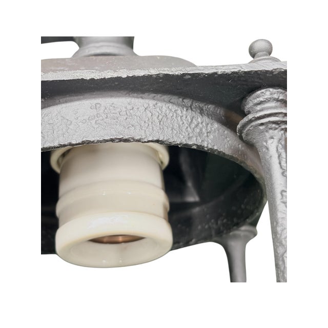 1910s Outdoor Exterior Porch Light Wall Sconce in Cast Iron With Frosted Glass Cylinder Shade and Black Enamel Paint Mission Spanish For Sale - Image 11 of 11