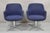 Vintage Mid Century Modern Blue Upholstered Chrome Swivel Base Club Chair - Pair. Item features blue knubby wool...