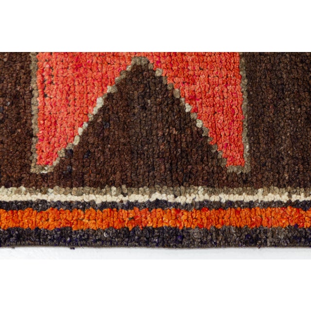 3 X 10 Vintage Turkish Wool Runner in Burnt Orange With Tribal Geometric Motifs For Sale - Image 10 of 10