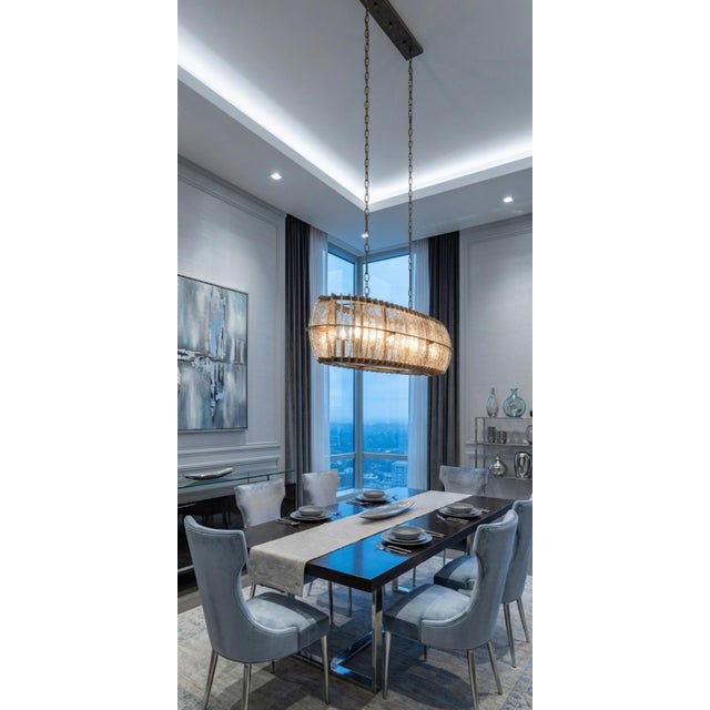 Currey & Company Massive Zanzibar Rectangular Mercury Glass Steel 12 Light Chandelier For Sale - Image 11 of 12