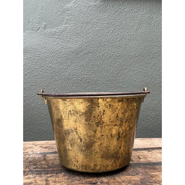 Rustic Vintage Spun Brass Bucket For Sale - Image 3 of 12