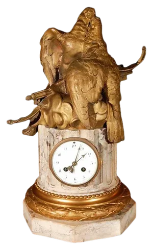19th C. French Dore Bronze & Marble Clock