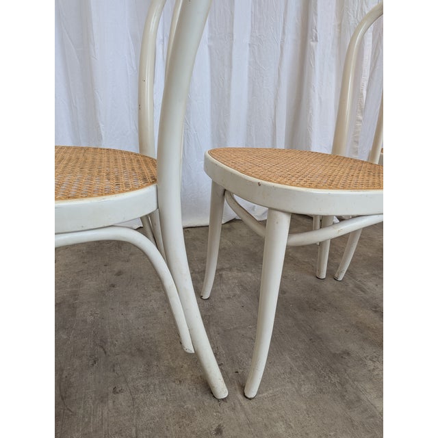 Vintage White Wood Dining Chairs with Cane Seats, 1970s, Set of 4 For Sale - Image 9 of 18