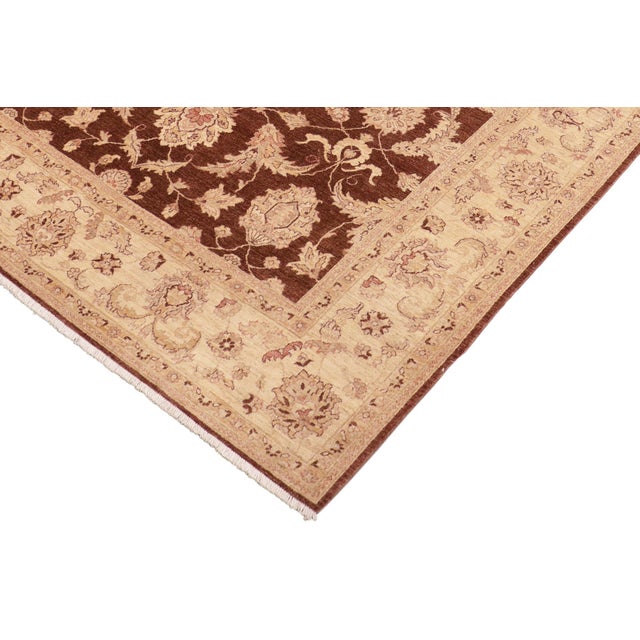 Classic Ziegler Brown Beige Hand-Knotted Wool Rug - 8'2'' X 9'8'' For Sale - Image 4 of 8