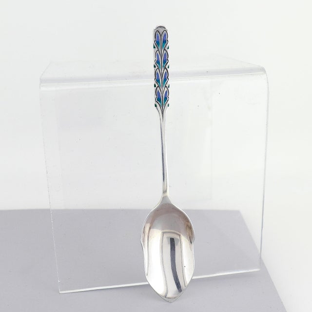 Set 6 Liberty & Co. Sterling Silver & Enamel Demitasse Spoons by Bernard Cuzner For Sale - Image 9 of 17