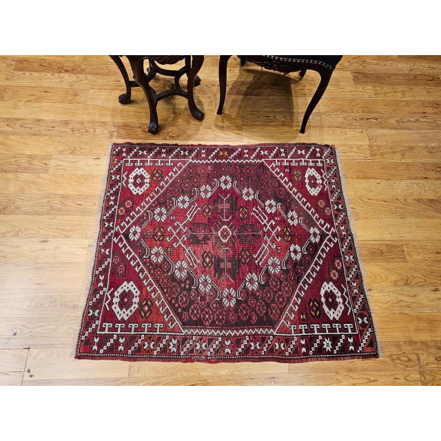 19th Century Turkish Bergama Village Rug, Handwoven Wool, Brick Red, 3' x 4' For Sale In Chicago - Image 6 of 18
