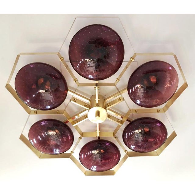 21st Century Hive Polished Brass Amethyst Bubbles Murano Flush Mount by Fabio LTD For Sale - Image 6 of 9