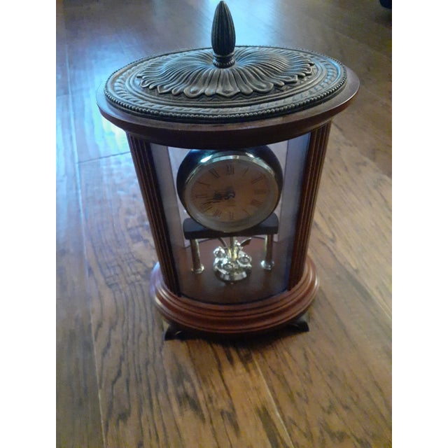 Vintage Bombay Cherry Wood Anniversary Mantle Clock For Sale In Dallas - Image 6 of 7