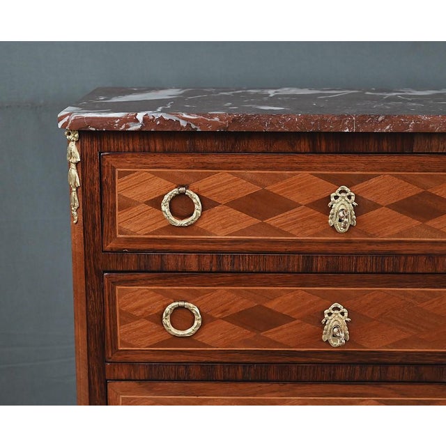 Brown Louis XV Transitional Marquetry Commode, 20th Century For Sale - Image 8 of 18