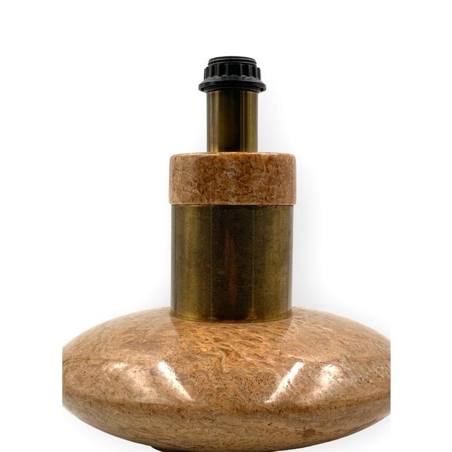 Hollywood Regency Pink Granite and Brass Table Lamp Base, Italy, 1970s For Sale - Image 17 of 18