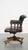 Dark Green Cowhide and Wooden Height Adjustable Swivel and Tilt Chesterfield Office Chair For Sale - Image 5 of 17