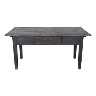 Early 20th Century Swedish Country Pine Kitchen Table in Black For Sale