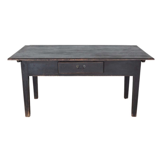 Early 20th Century Swedish Country Pine Kitchen Table in Black For Sale