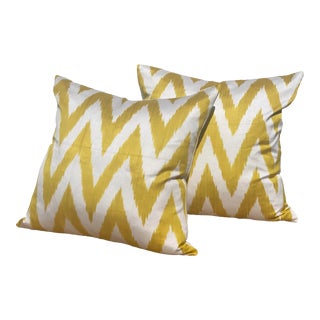 Contemporary Ikat Pattern Pillows- a Pair For Sale
