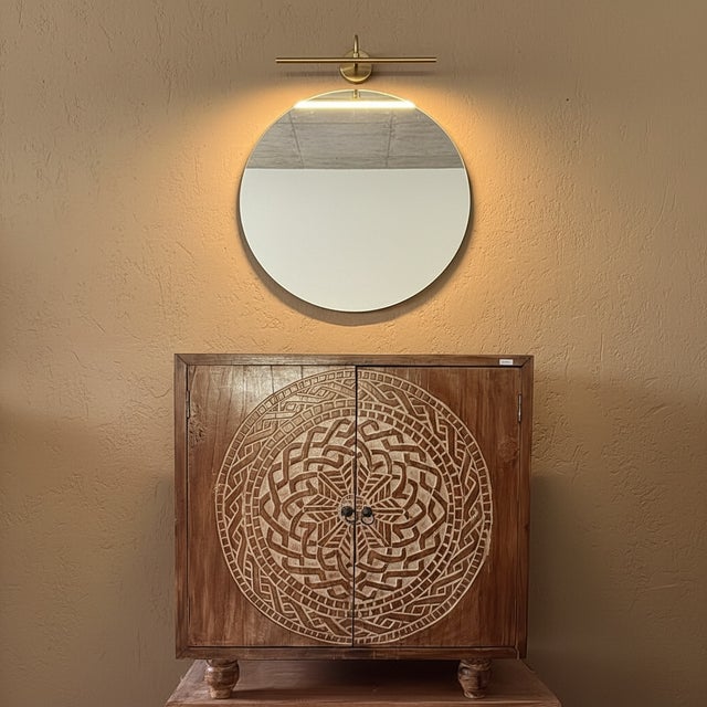 Hand-Carved Solid Teak Mandala Cabinet — Sculptural Statement Storage From Bali For Sale - Image 4 of 12
