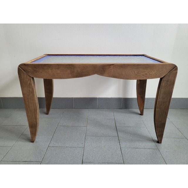 1940s Vintage Beech and Cathedral Glass Coffee or Side Table, 1940s-1950s For Sale - Image 5 of 13