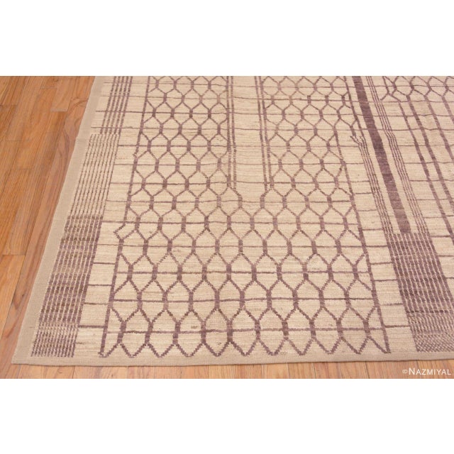 Nazmiyal Collection Ivory and Light Brown Tribal Geometric Modern Area Area Rug For Sale - Image 4 of 5