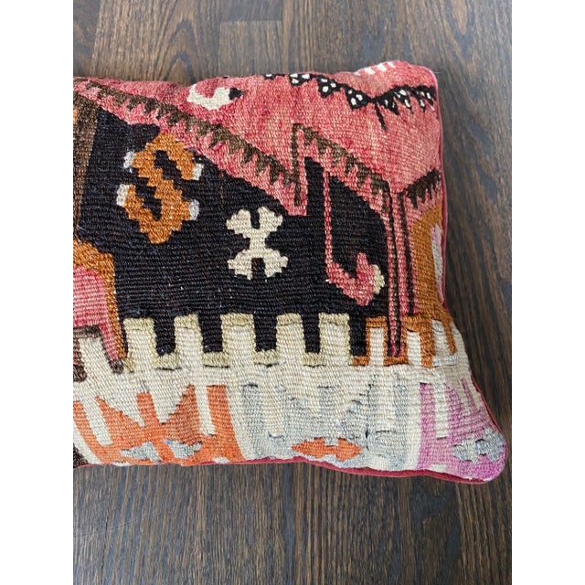 Boho Chic Vintage Turkish Kilim Rug Pillow - 10x17 For Sale - Image 3 of 9