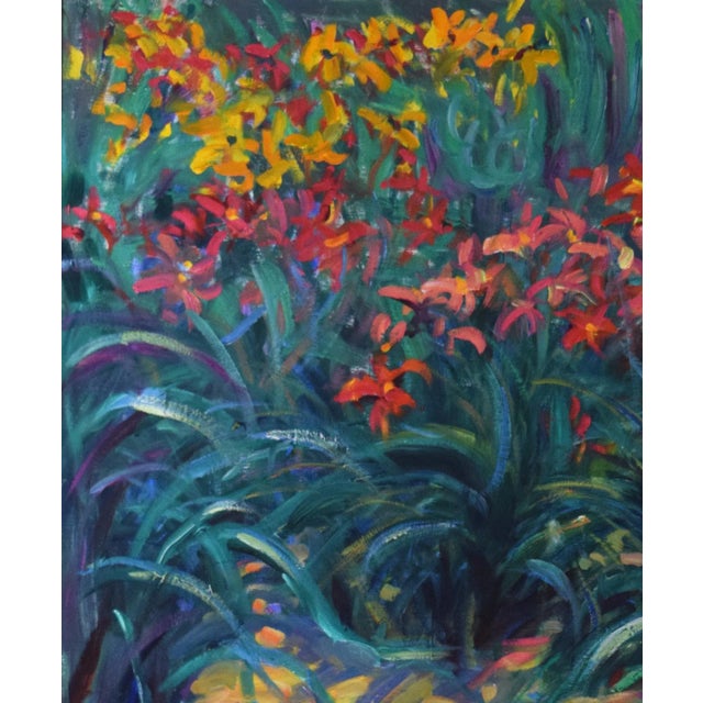 Vintage Impressionist Floral Garden Landscape Painting For Sale - Image 4 of 7