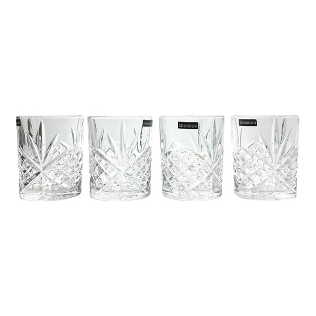 Gothic Godinger “Dublin” Crystal Old Fashioned Tumbler Glasses - Set of 4 For Sale