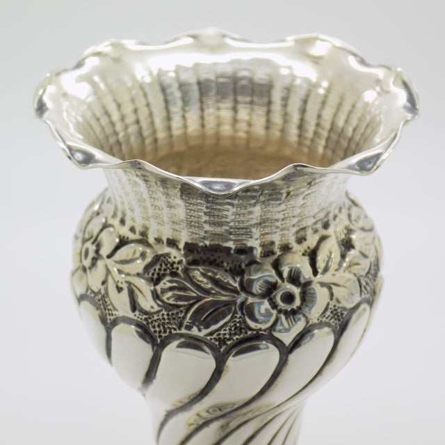 1970s Vintage Italian Handmade Silver Vase, Palermo, Sicily, Italy, 1970s For Sale - Image 5 of 15