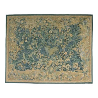 Floral Vintage Tapestry in Blue & Tan - 11.9 X 9.3 & 6 X 4.8 For Sale