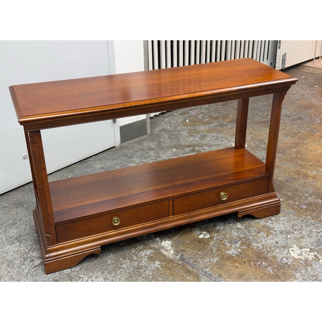 Broyhill Company Entry Table With Dual Surface + Double Drawers | Chairish