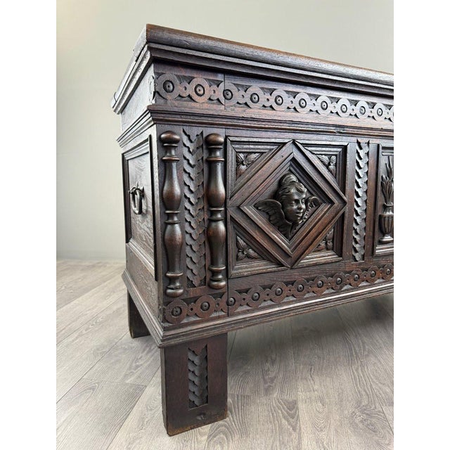 Wood Antique 19th Century Neo-Renaissance Chest For Sale - Image 7 of 13