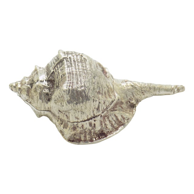 Vintage Italian Genuine Silver 800 Sea Shell Shaped Trinket Box from Florence, 1970s For Sale