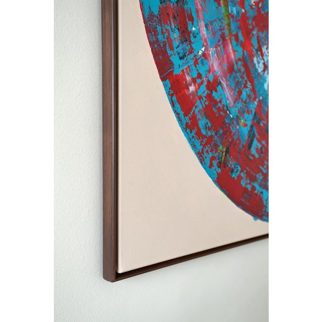 Red Blue Circle, Contemporary Painting on Canvas, Framed For Sale - Image 6 of 11