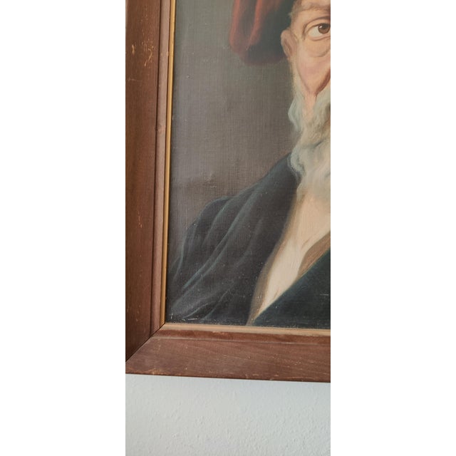 Mid 20th Century Jeno Gussich Signed Oil Portrait ~ Man in a Red Beret, Circa Mid-20th Century For Sale - Image 5 of 12