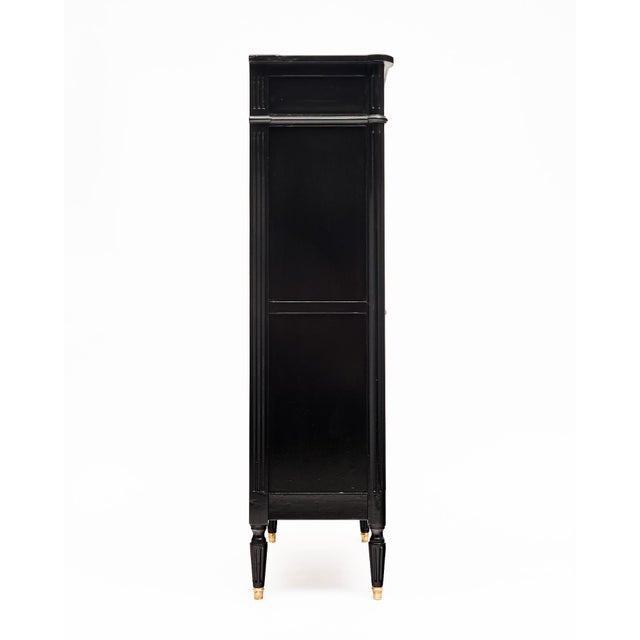 Black Petite French Louis XVI Style Ebonized Mahogany Vitrine For Sale - Image 8 of 9
