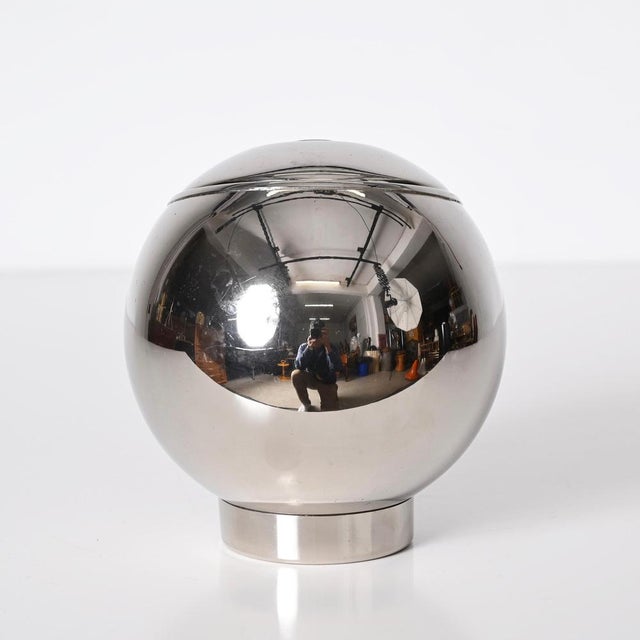 Italian Round Ice Bucket in Chrome by Aldo Tura, Italy, 1970s For Sale - Image 6 of 15