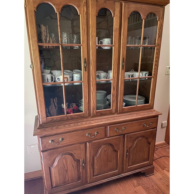 1980s Hitchcock Early American Style Buffet With China Top Chairish