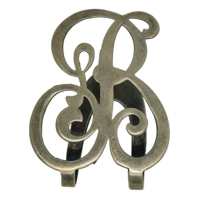 Antique Sterling Silver Letter B Money Clip Bookmark Napkin Holde For Sale
