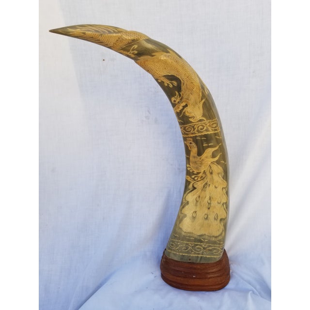 Vintage Carved Ox Horn Chairish