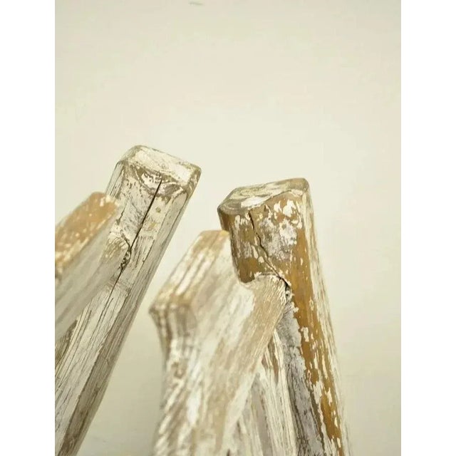 White Late 20th Century Hickory Style Rustic Log Cabin Wood Woven Rush Seat Bar Stools Chairs - a Pair For Sale - Image 8 of 12