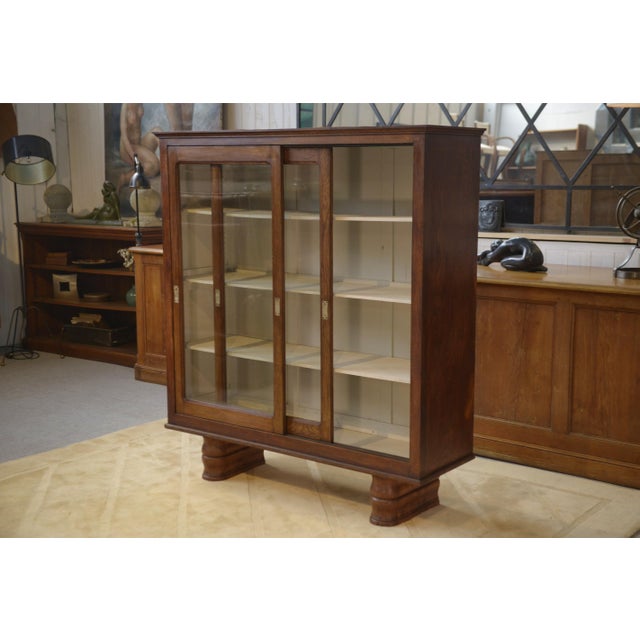 Wood Oak Display Cabinet, 1940s For Sale - Image 7 of 11
