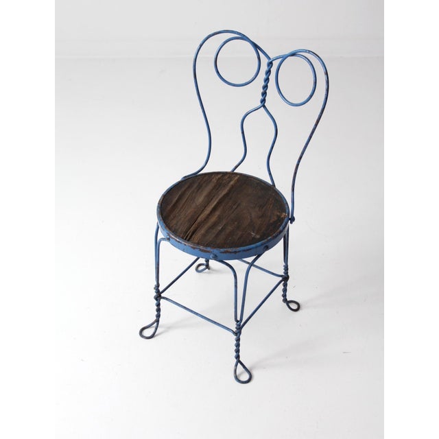 Early 20th Century Blue Ice Cream Parlor Chair For Sale - Image 4 of 9
