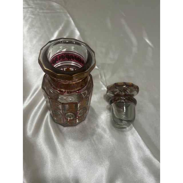 Victorian Antique Hand-Painted Bohemian Glass Perfume Bottle For Sale - Image 3 of 8